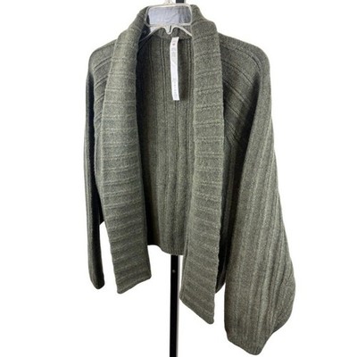Lululemon Green Ribbed Knit Shawl Collar Sweater Shrug Cardigan Size M L