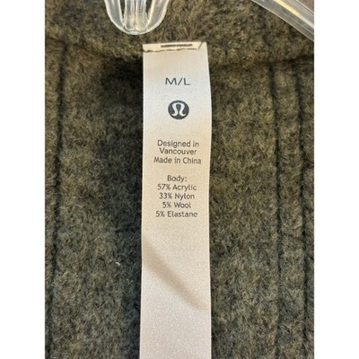 Lululemon Green Ribbed Knit Shawl Collar Sweater Shrug Cardigan Size M L - Image 3