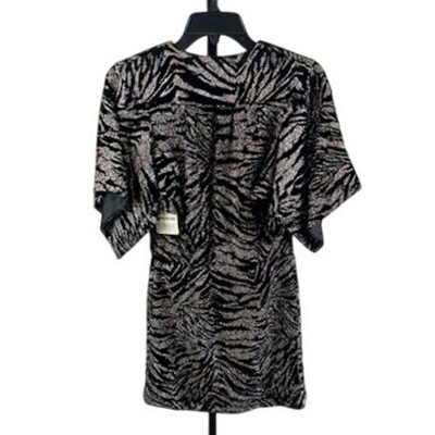 New Zadig & Voltaire Rilena Velvet Sparkle Dress Black Silver Tiger Size XS $998 - Image 5