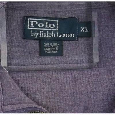 Polo Ralph Lauren Pullover Men's Size XL Purple Heathered Cotton Quarter Zip - Image 4