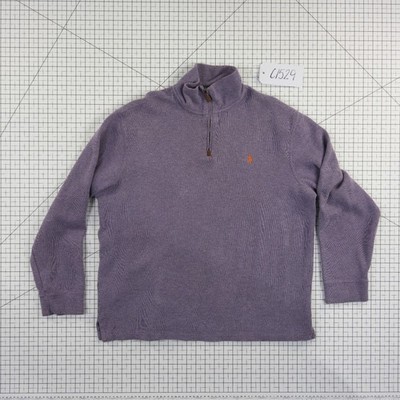 Polo Ralph Lauren Pullover Men's Size XL Purple Heathered Cotton Quarter Zip - Image 6