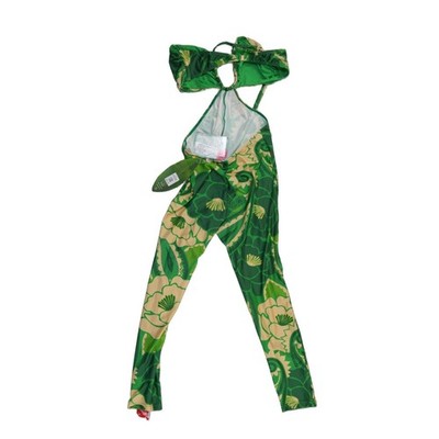New Farm Rio Tropical Groove Jumpsuit Women's Size XL Green Paisley Cutout Lycra - Image 3