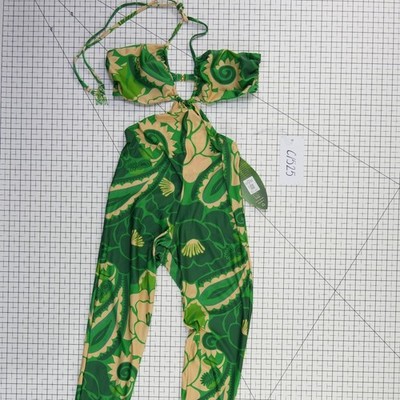 New Farm Rio Tropical Groove Jumpsuit Women's Size XL Green Paisley Cutout Lycra - Image 6