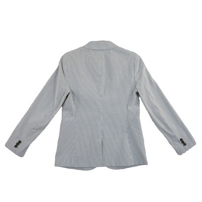J.Crew Seersucker Blazer Women's Size 6 Blue White Striped Single Button Jacket - Image 2