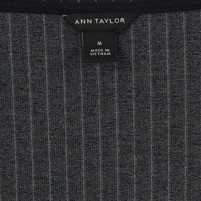 Ann Taylor Wrap Top Women's Size Medium Navy Pinstripe Ribbed Blouse Career - Image 4