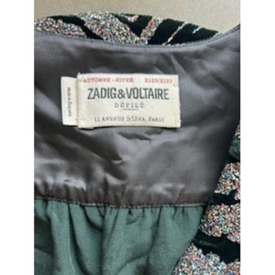New Zadig & Voltaire Rilena Velvet Sparkle Dress Black Silver Tiger Size XS $998 - Image 6