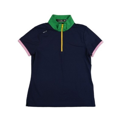RLX Ralph Lauren Polo Shirt Women's Size Medium Navy Colorblock Quarter Zip Golf - Image 2