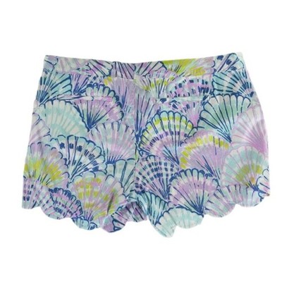 Lilly Pulitzer Shorts Women's Size 10 Blue Purple Seashell Buttercup 100% Cotton - Image 2