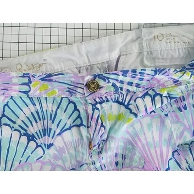 Lilly Pulitzer Shorts Women's Size 10 Blue Purple Seashell Buttercup 100% Cotton - Image 3