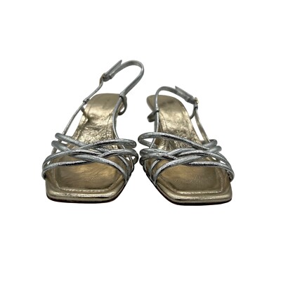 Tory Burch Silver Wedge Espadrille Strappy Heels Sandals Size 8M $368 - Image 3