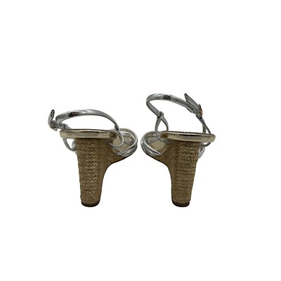 Tory Burch Silver Wedge Espadrille Strappy Heels Sandals Size 8M $368 - Image 5