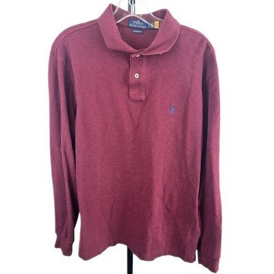 Polo Ralph Lauren Classic Fit Long Sleeve Polo Shirt Maroon Men's Size Large - Image 2