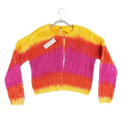 Young Fabulous & Broke Sweater Women's Medium Sunset Ombre Cable Knit Cropped - Image 3