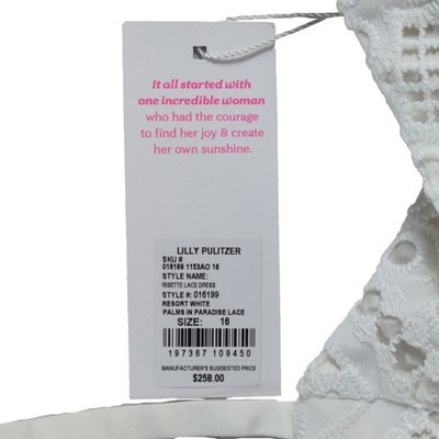 New Lilly Pulitzer Dress Women's Size 16 Resort White Risette Lace Mini Eyelet - Image 5