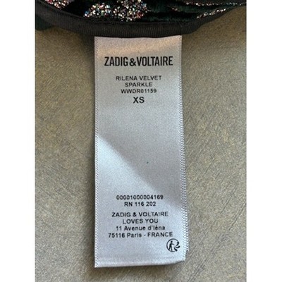 New Zadig & Voltaire Rilena Velvet Sparkle Dress Black Silver Tiger Size XS $998 - Image 9