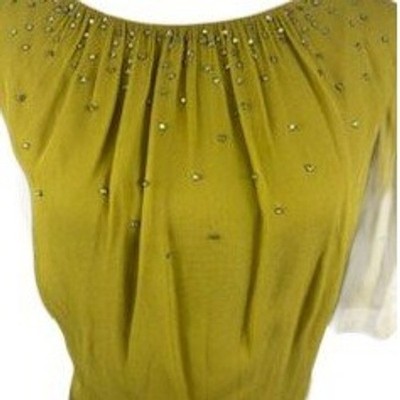 Boden Sheer Sleeve Beaded Dress Chartreuse Green Party Cocktail Size US 12 R - Image 3
