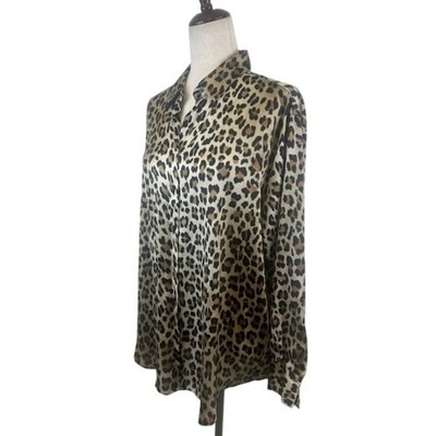 ZARA Blouse Women's Size Large Animal Print Long Sleeve Button Top Blouse Y2K - Image 2