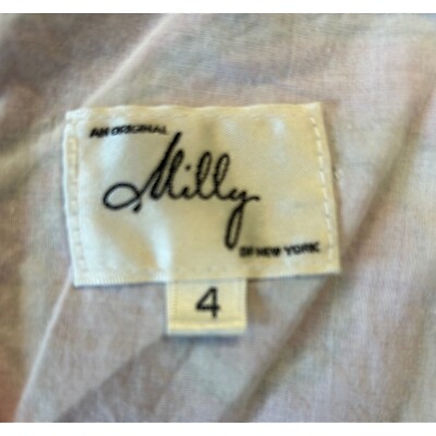 Milly Halter Top Pink Swirl Sleeveless Ruffle Neck Party Dress Size 4 - Image 4