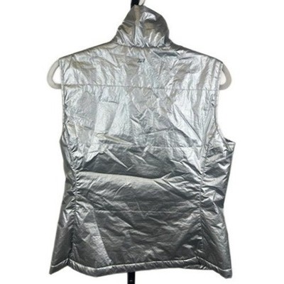 Tail Women's Size Medium Metallic Silver Puffer Vest Stand Up Collar Jacket - Image 2