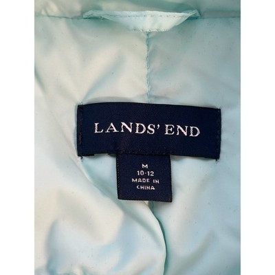 Lands' End Down Puffer Vest Women's Aqua Blue Quilted Size Medium 10-12 - Image 4