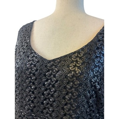 New Anne Klein Dress Cocktail Party Sparkly Black Silver Lace Size 14 $149 - Image 3