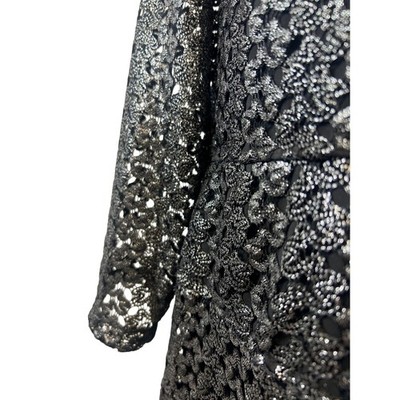 New Anne Klein Dress Cocktail Party Sparkly Black Silver Lace Size 14 $149 - Image 4