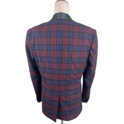 Vintage Express Slim Fit Plaid Blazer Black Tie Tuxedo Jacket Men's Size 36S - Image 3