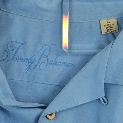 Tommy Bahama Men's Size XL Blue Silk Camp Shirt Rum Bar Flamingo Print - Image 4