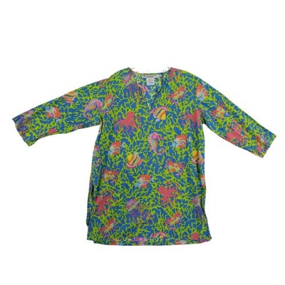 Gretchen Scott Designs Blouse Tunic Top Women's Large Blue Octopus Sea Cotton - Image 2