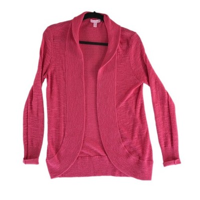 Lilly Pulitzer Cardigan Sweater Women's Size Medium Pink Shawl-Collar Open Front - Image 2
