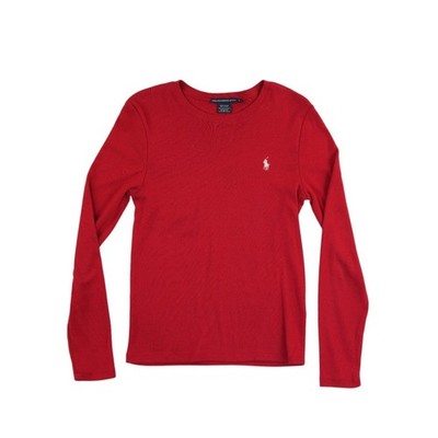 Ralph Lauren Sport Shirt Women's Size Large Red Ribbed Cotton Long Sleeve - Image 2