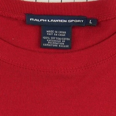 Ralph Lauren Sport Shirt Women's Size Large Red Ribbed Cotton Long Sleeve - Image 5