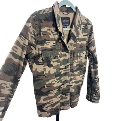 Sanctuary Women's Size Medium Green Brown Camo Button Front Utility Jacket - Image 2