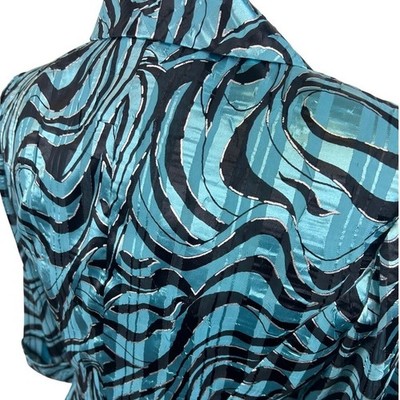 Alex Evenings Petite Wrap Top Teal Black Zebra Print 3/4 Sleeve Size MP - Image 4