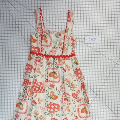 Blu Pepper Midi Dress Women's Size Small Orange Red Fruit Print Tiered Lined - Image 5