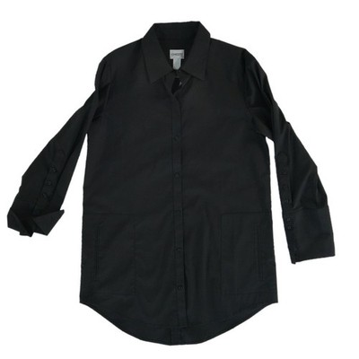 Chicos Tunic Top Blouse Women's Size 1 Medium Black Cotton Bld Long Sleeve Shirt - Image 2