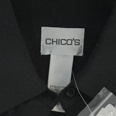 Chicos Tunic Top Blouse Women's Size 1 Medium Black Cotton Bld Long Sleeve Shirt - Image 5