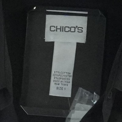 Chicos Tunic Top Blouse Women's Size 1 Medium Black Cotton Bld Long Sleeve Shirt - Image 6