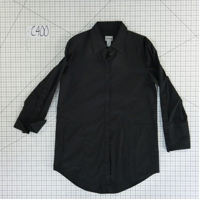 Chicos Tunic Top Blouse Women's Size 1 Medium Black Cotton Bld Long Sleeve Shirt - Image 9