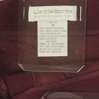 Liz Claiborne Petite Vintage Skirt Women's Size 10P Burgundy Wool-Blend Pleated - Image 4