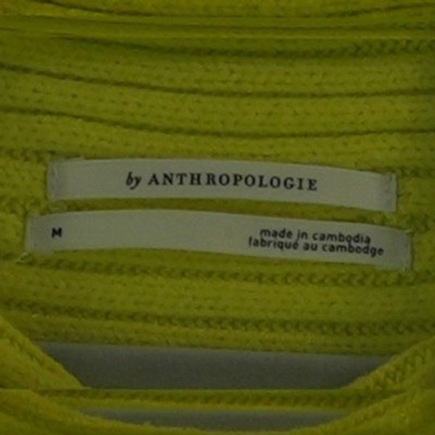 By Anthropologie Sweater Women's Size Medium Chartreuse Ribbed Dolman Sleeve - Image 4