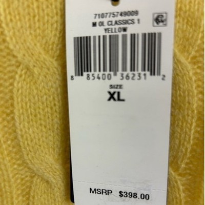Polo Ralph Lauren 100% Cashmere Sweater Men's XL Yellow Cable Knit Crewneck $398 - Image 5