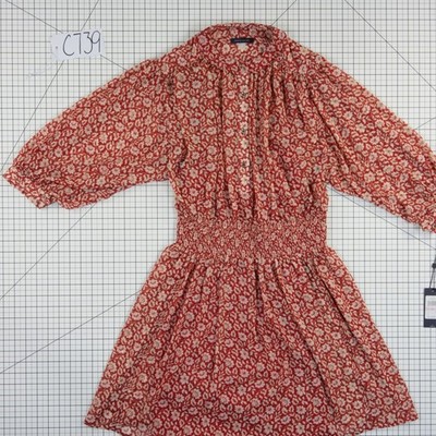 New Tommy Hilfiger Dress Women Size 10 Red Floral Smocked Puff Sleeve Mini - Image 8