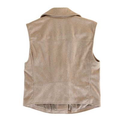 Banana Republic Vest Women's Size XS Tan Faux Suede Moto Vest Asym Zip - Image 3