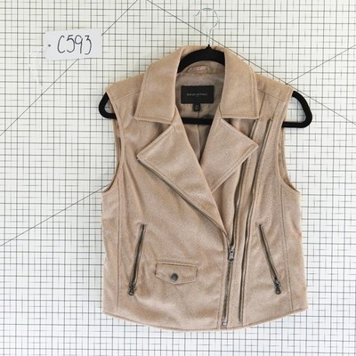 Banana Republic Vest Women's Size XS Tan Faux Suede Moto Vest Asym Zip - Image 7