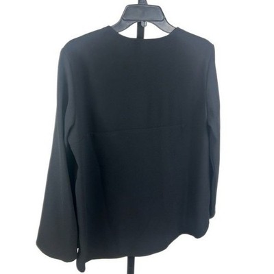 Karen Kane Black Long Sleeve Circle Silver Zipper Blouse Top Size Large - Image 2