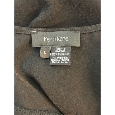 Karen Kane Black Long Sleeve Circle Silver Zipper Blouse Top Size Large - Image 3