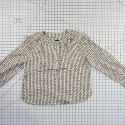 Ann Taylor Blouse Women's Size Large Gold Cream Chain Link Print Split Neck Top - Image 8