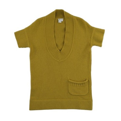 Worth Thick 100% Cashmere Sweater Tunic Women's Size Small Mustard Yellow V-Neck - Image 2
