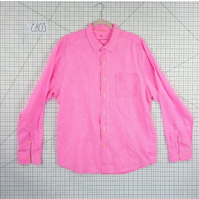 Tommy Bahama 100% Linen Shirt Men's Size Large Bright Pink Button Top - Image 7